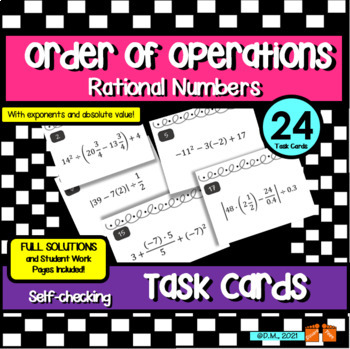 Preview of Order of Operations, Rational Numbers Absolute Value Task Cards Activity!
