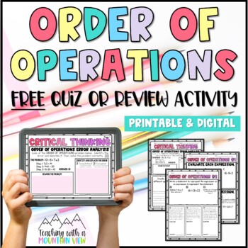 Preview of Order of Operations Review Activity