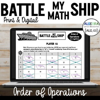 Preview of Order of Operations Review Activity | PEMDAS | Battle My Math Ship Game