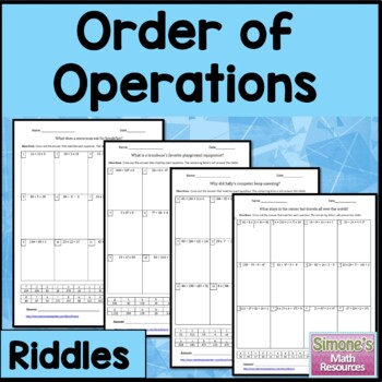 Preview of Order of Operations Riddles 5.OA.1 and 6.EE.1