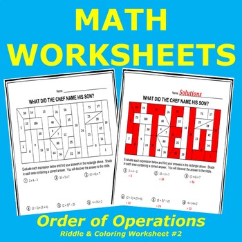 Preview of Order of Operations (BEDMAS) Riddle and Coloring Worksheet #2