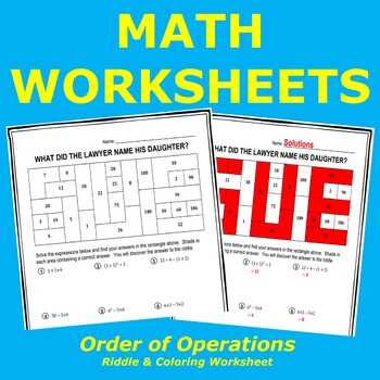 Preview of Order of Operations (BEDMAS) Riddle and Coloring Worksheet