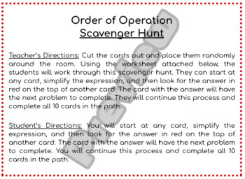 Preview of Order of Operations Scavenger Hunt