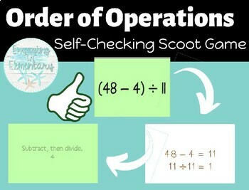 Preview of Order of Operations Self-Checking Scoot Activity