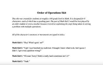 Preview of Order of Operations Skit