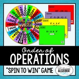 Order of Operations Spin to Win Game