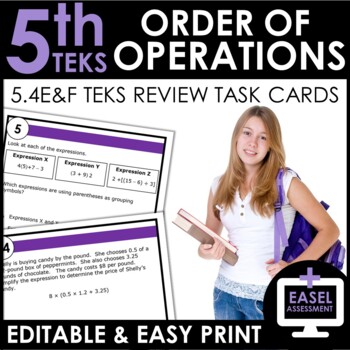 Preview of Order of Operations | TEKS 5.4E & 5.4F | Review | EDITABLE