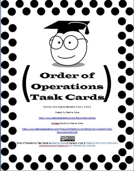 Preview of Order of Operations Task Cards