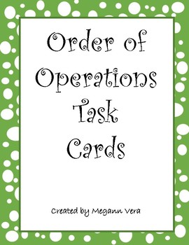 Preview of Order of Operations Task Cards