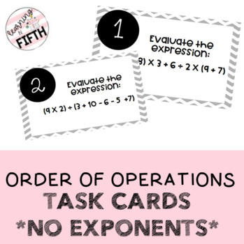 Preview of Order of Operations Task Cards *No Exponents*