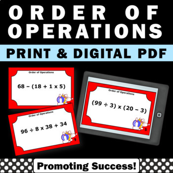Preview of Order of Operations Activity Task Cards PEMDAS 5th Grade Math Review Game SCOOT