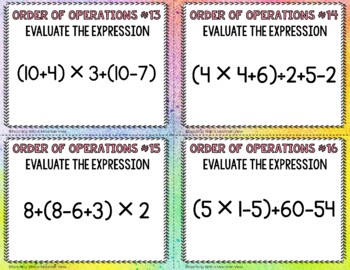 Order of Operations Task Cards { Common Core 5.OA.1 ...