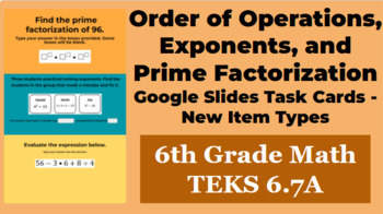 Preview of Order of Operations Task Cards - New Item Types (Math TEKS 6.7A)