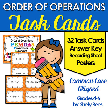 Preview of Order of Operations Task Cards PEMDAS Practice and Review