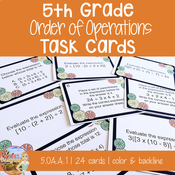 Preview of Order of Operations Task Cards - Parentheses, Brackets & Braces 5th Grade CCSS