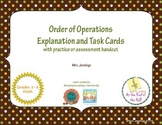 Order of Operations Task Cards, Reminder Sheet, and Warm-u