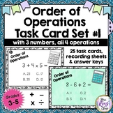 Order of Operations Task Cards - Using 3 Numbers & 4 Opera