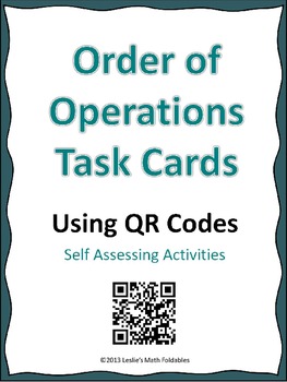 Preview of Order of Operations Task Cards Using QR Codes