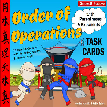 Preview of Order of Operations Task Cards {With Parentheses and Exponents}