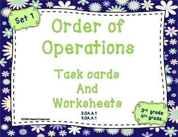 Preview of Order of Operations Task Cards and Worksheets