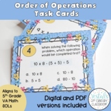 Order of Operations Task Cards (Math SOL 5.7) -- Without E