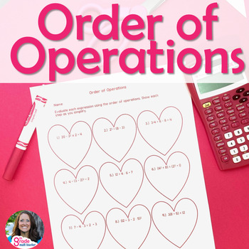 Preview of Order of Operations Valentine's Day Worksheet