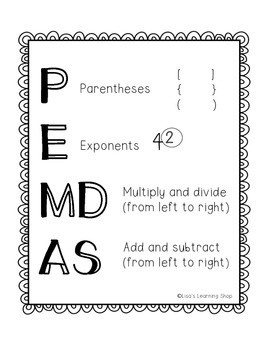 Preview of Order of Operations Visual Aid and Practice Worksheet (PEMDAS)