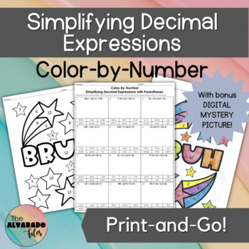 Preview of Order of Operations WITH DECIMALS  ☆Printable NO PREP Color By Number