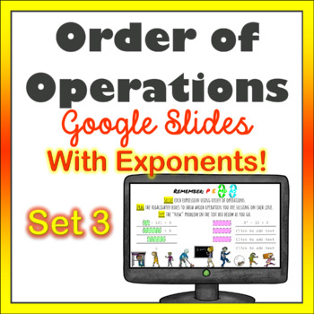 Preview of Order of Operations WITH EXPONENTS distance learning Google Slides Set 3