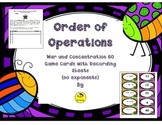 Order of Operations Game Cards No Exponents
