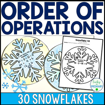 Preview of Order of Operations Winter Math Activity for 5th| Snowflake Craft Bulletin Board