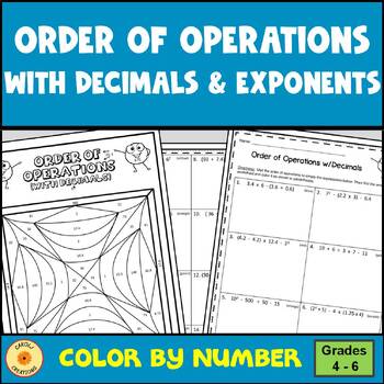 Preview of Order of Operations With Decimals Color By Number Worksheet And Easel Assmt