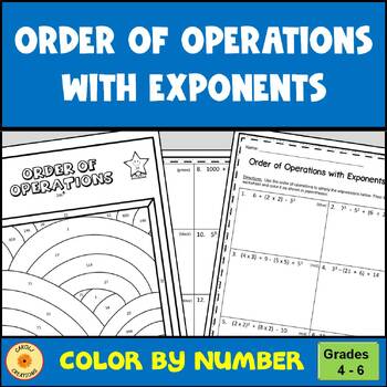 Preview of Order of Operations With Exponents Color By Number Worksheet And Easel Asmt