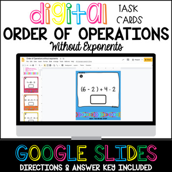 Preview of Order of Operations Without Exponents Digital Task Cards Distance Learning