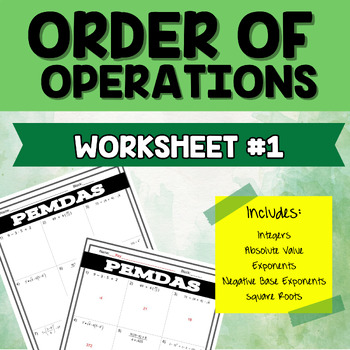 Preview of Order of Operations Worksheet 1 - PEMDAS for Middle School Math