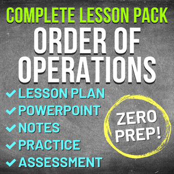 Preview of Order of Operations Worksheet Complete Lesson Pack (NO PREP, KEYS, SUB PLAN)