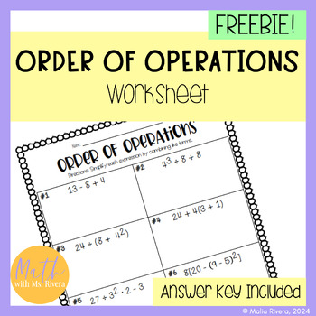 Preview of Simplifying Expressions by Order of Operations Worksheet Homework | FREE