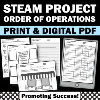 Preview of Order of Operations Worksheets Activity STEAM STEM Project Based Learning