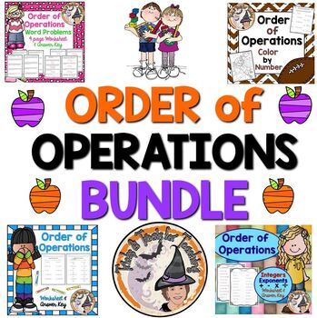 Preview of Order of Operations Worksheets BUNDLE Add Subtract Multiply Divide Integers