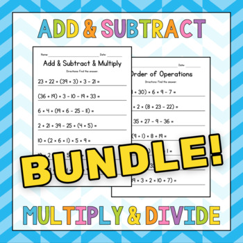 Preview of Order of Operations Worksheets BUNDLE - Math Practice - Test Prep - Assessment