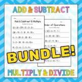 Order of Operations Worksheets BUNDLE - Math Practice - Te