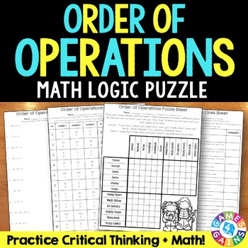 Preview of Order of Operations Worksheets Puzzle Activity PEMDAS Evaluating Expressions 5th