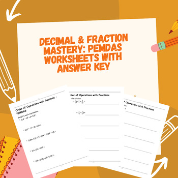 Preview of Order of Operations Worksheets with Decimal and Fraction