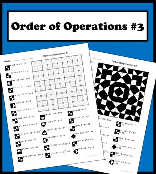 Preview of Order of Operations (advanced) Color Worksheet #3
