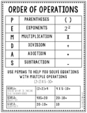 Order of Operations using PEMDAS Anchor Chart