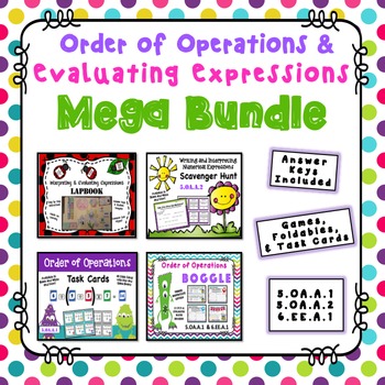 Preview of Order of Operations and Evaluating Expressions Mega Bundle – Distance Learning