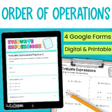 Order of Operations and Evaluating Expressions Practice fo