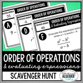 Order of Operations and Evaluating Expressions | Scavenger Hunt