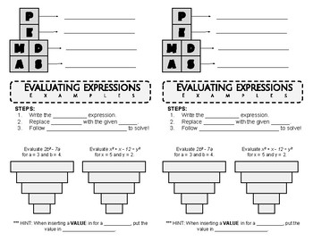 Preview of Order of Operations and Evalutating Expressions INB