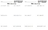 Order of Operations and Prime Factorization Homework